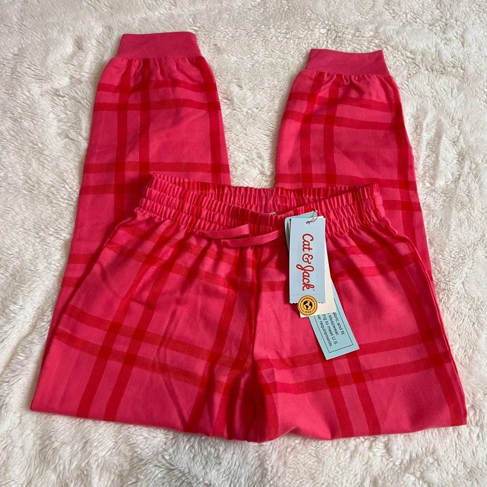 Cat Jack‎ Kids Girls Pink Red Plaid Sleepwear Pajama Pants Size S 6/6X NWT